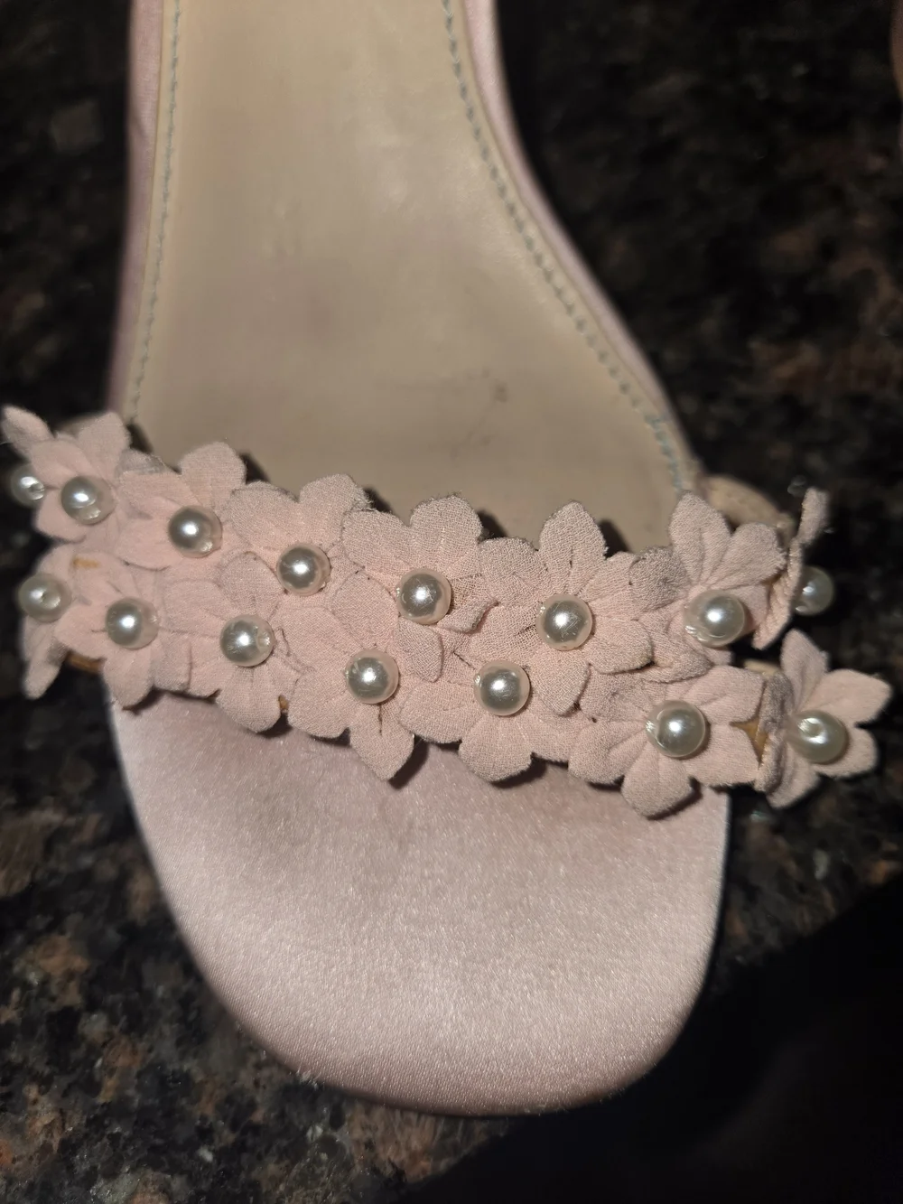 Betsey Johnson Pink Floral Pearl-Embellished Ankle-Strap Heels - Picture 4 of 7